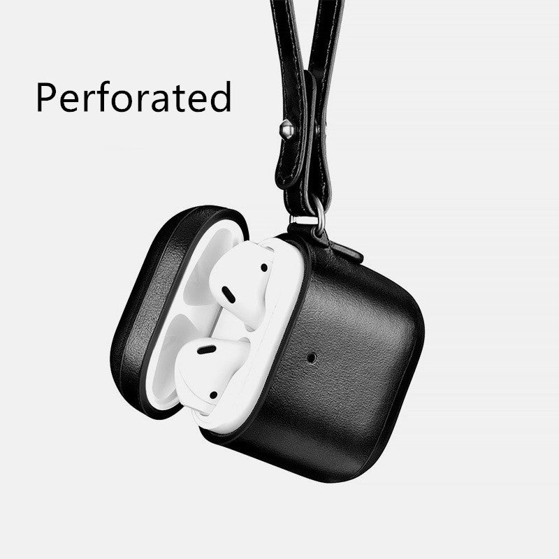 Leather AirPods Case with Lanyard and Flannel Lining