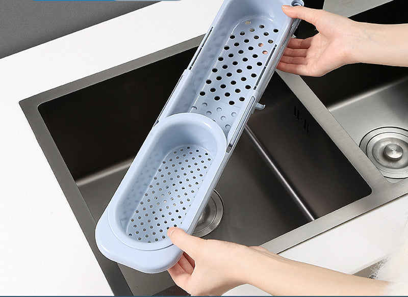 Telescopic Sink Drain Rack with Towel and Bottle Holder