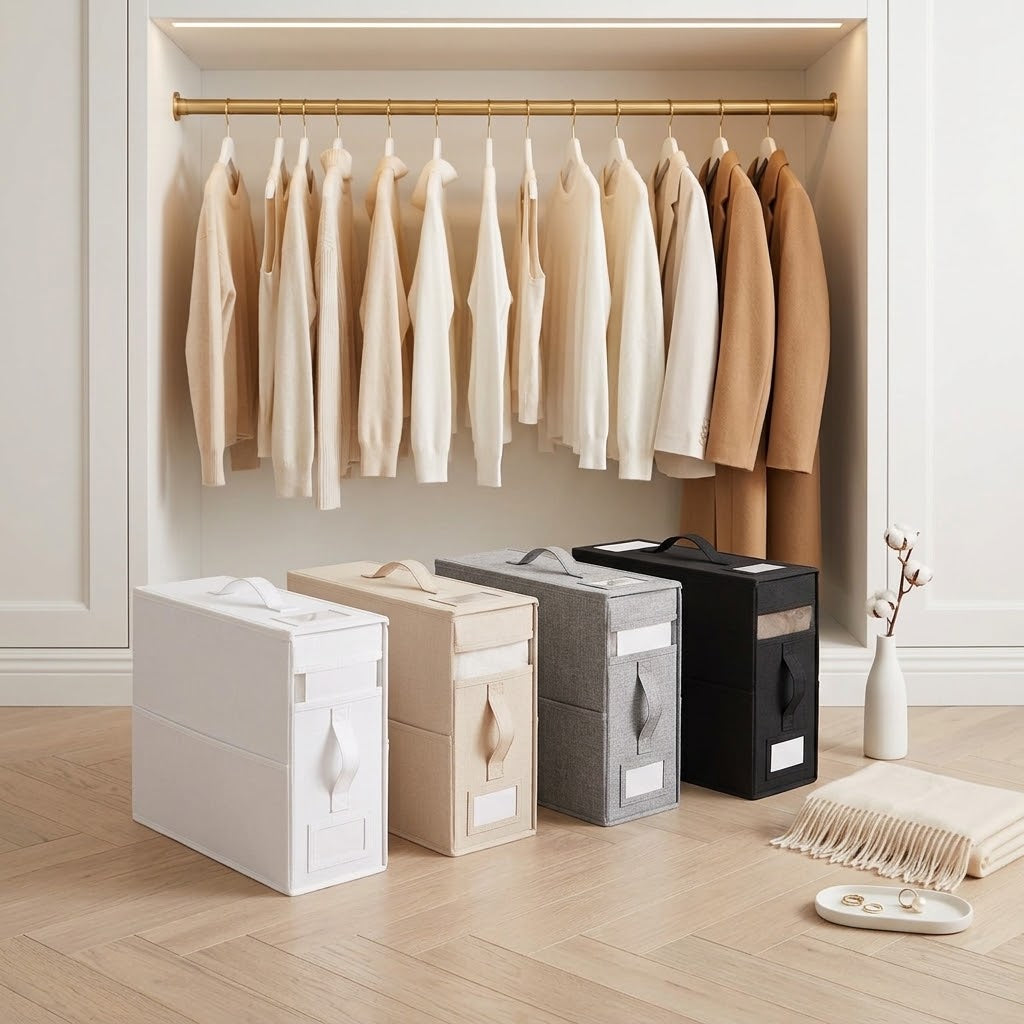 Linen-Look Bedding Storage Boxes, 38 x 32 x 11.5 cm