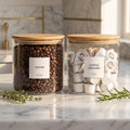 Glass Pantry Canisters with Bamboo Lids and Labels, 73 oz, 2-Pack