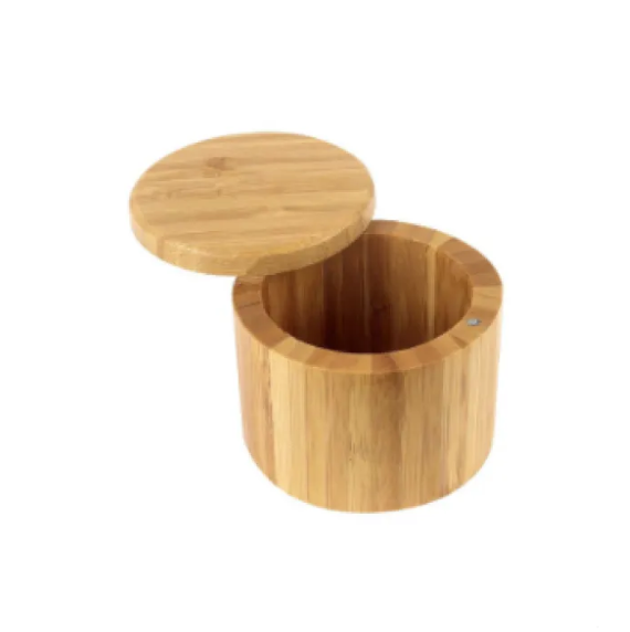 Round Bamboo Spice Box with Lid