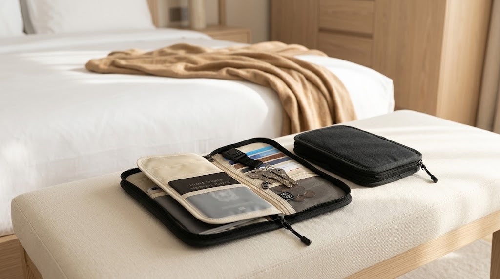 RFID-Blocking Family Passport Holder Travel Wallet, Black