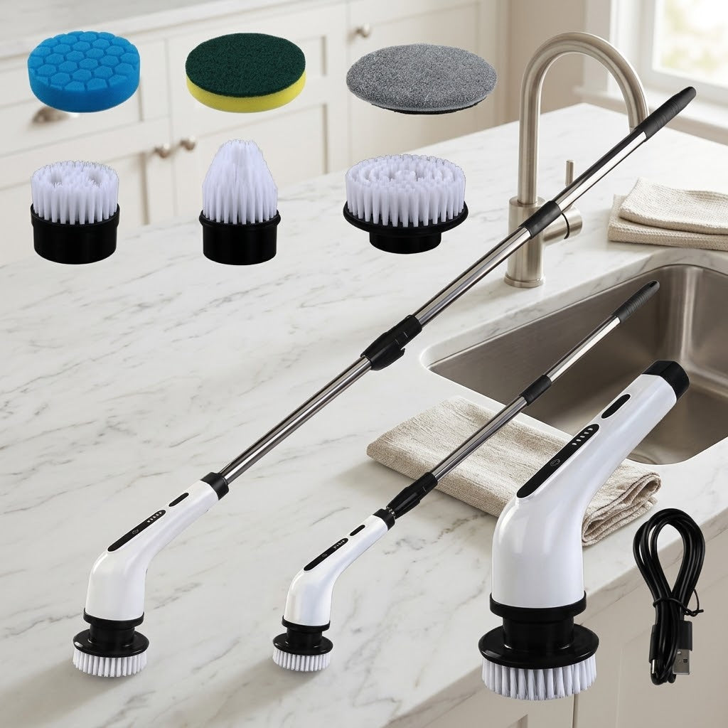 Electric Cleaning Brush with Interchangeable Heads for Grout
