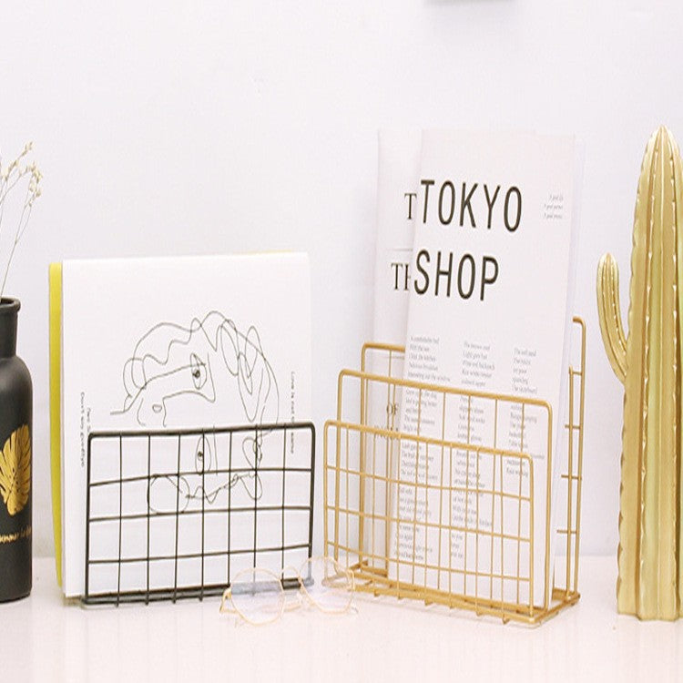 Multi-Layer Iron Desktop Book Organizer, 24 × 12 × 15.1 cm