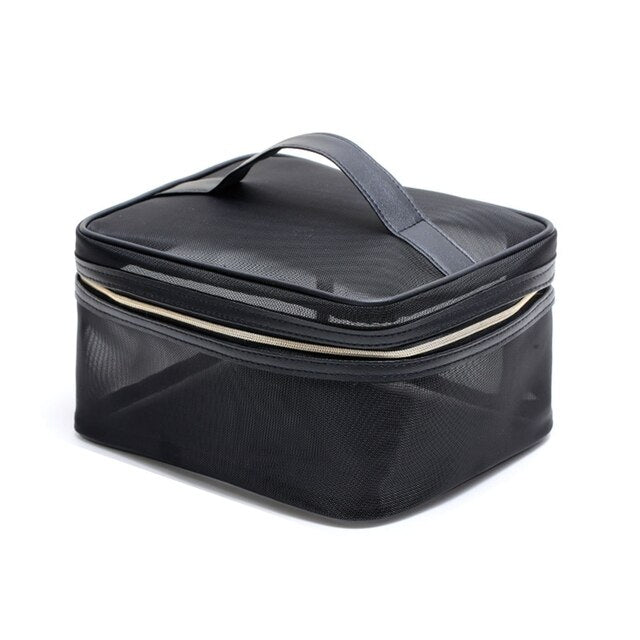 Mesh Zipper Cosmetic Bag, Breathable See-Through Travel Organizer