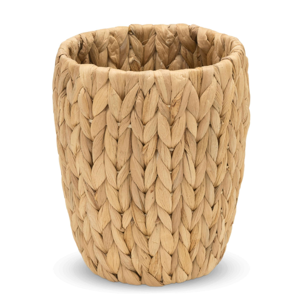 Small Hand-Woven Wicker Wastebasket, 8 x 9 in