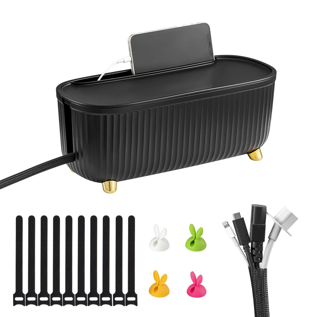 Insulated Cable Management Box, 13.7 x 5.9 in, Black