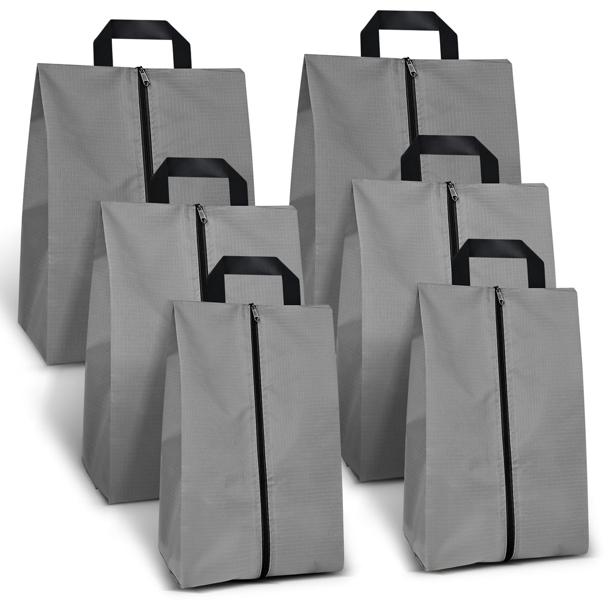 Waterproof Oxford Shoe Bags for Travel, 6 Pack, Grey
