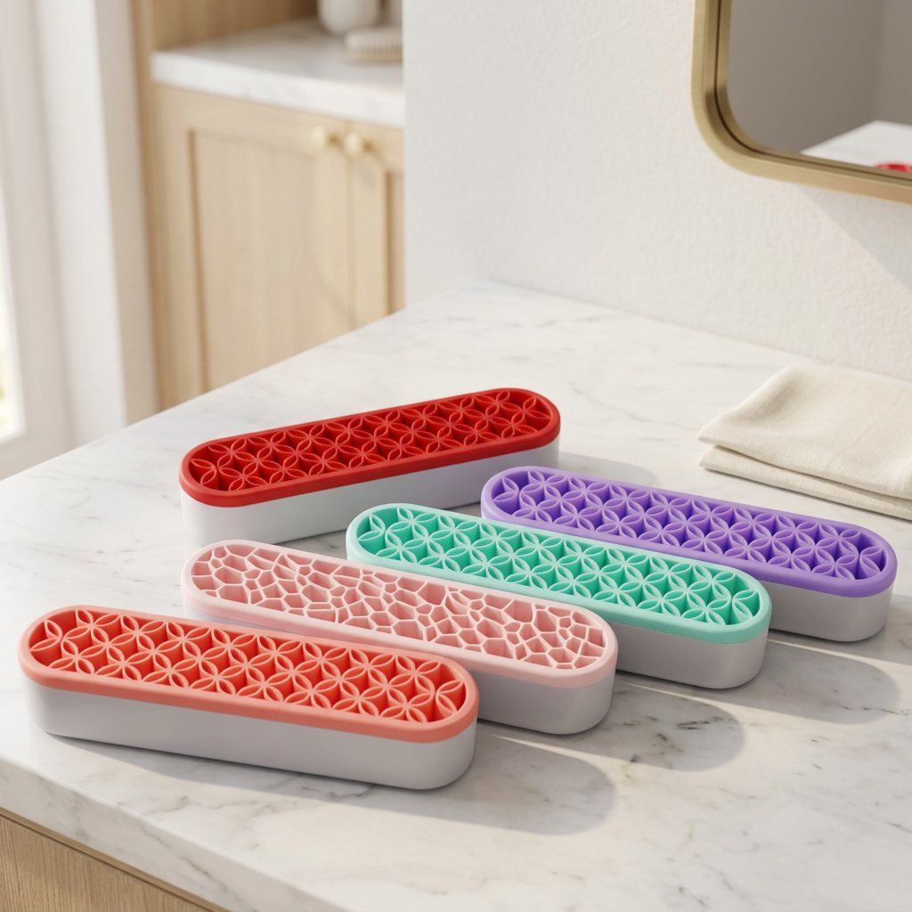 Silicone Makeup Brush Holder with Multi-Grid Compartments