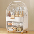 3-Tier Dustproof Makeup and Skincare Organizer with Lid, Rose Gold