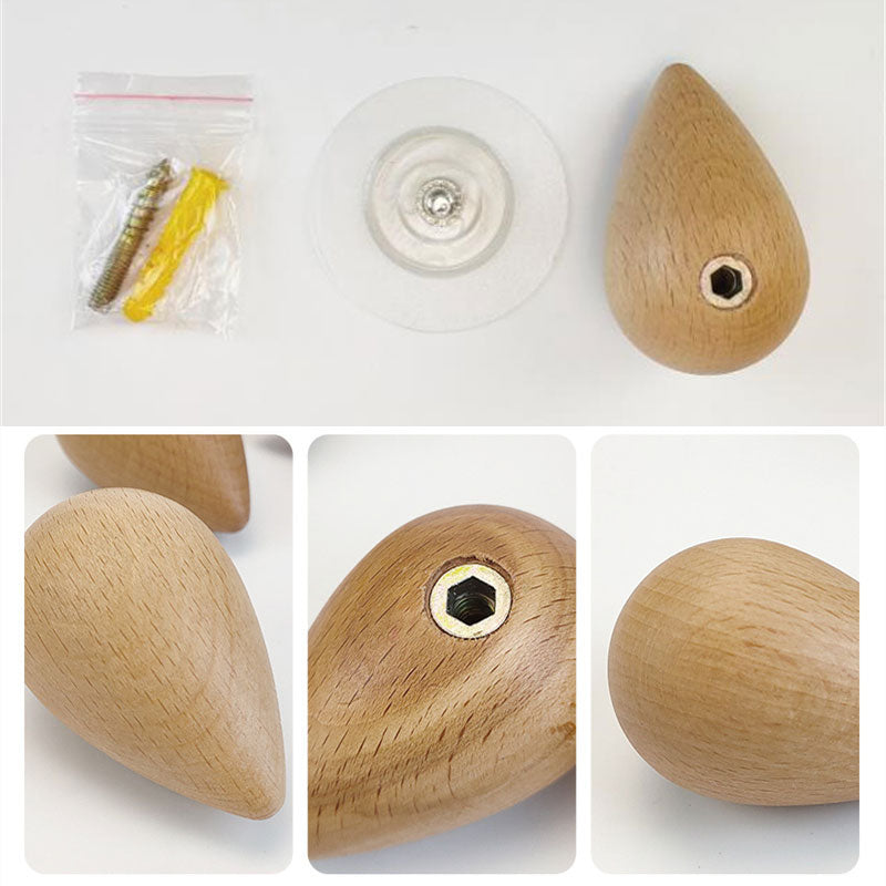 Beech Wood Water Drop Wall Hook for Coats and Bags