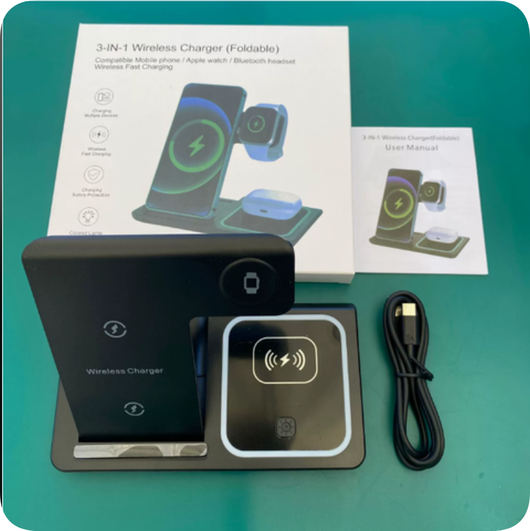 Vertical 3-in-1 Wireless Charging Stand, Black or White