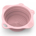 Foldable Silicone Makeup Brush Cleaning Bowl, Portable Scrubber, Pink