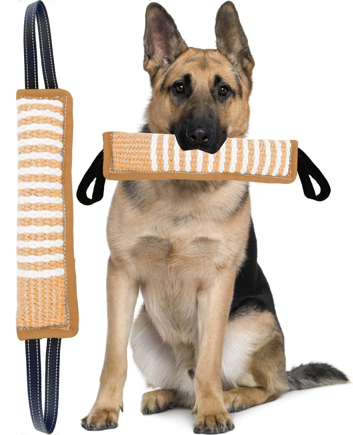 Jute Dog Tug Bite Pillow with 2 Handles, Brown