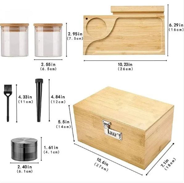 Large Bamboo Lock Box with Combination Lock for Valuables