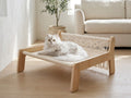 Free-Standing Macrame Cat Hammock Bed with Birch Frame