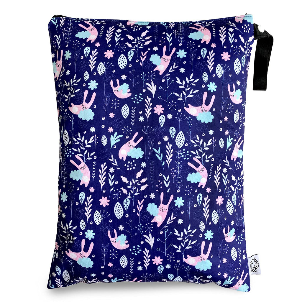 Water-Resistant Wet Bag for Swimwear and Diapers, Pink Rabbits