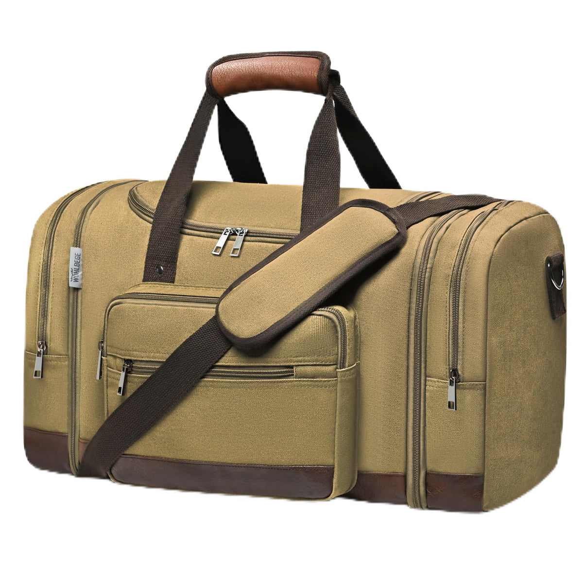 Expandable Canvas Duffel with Luggage Sleeve, Khaki