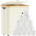 32L Natural Fiber Toilet Paper Storage Basket with Lid, Holds 12-20 Rolls