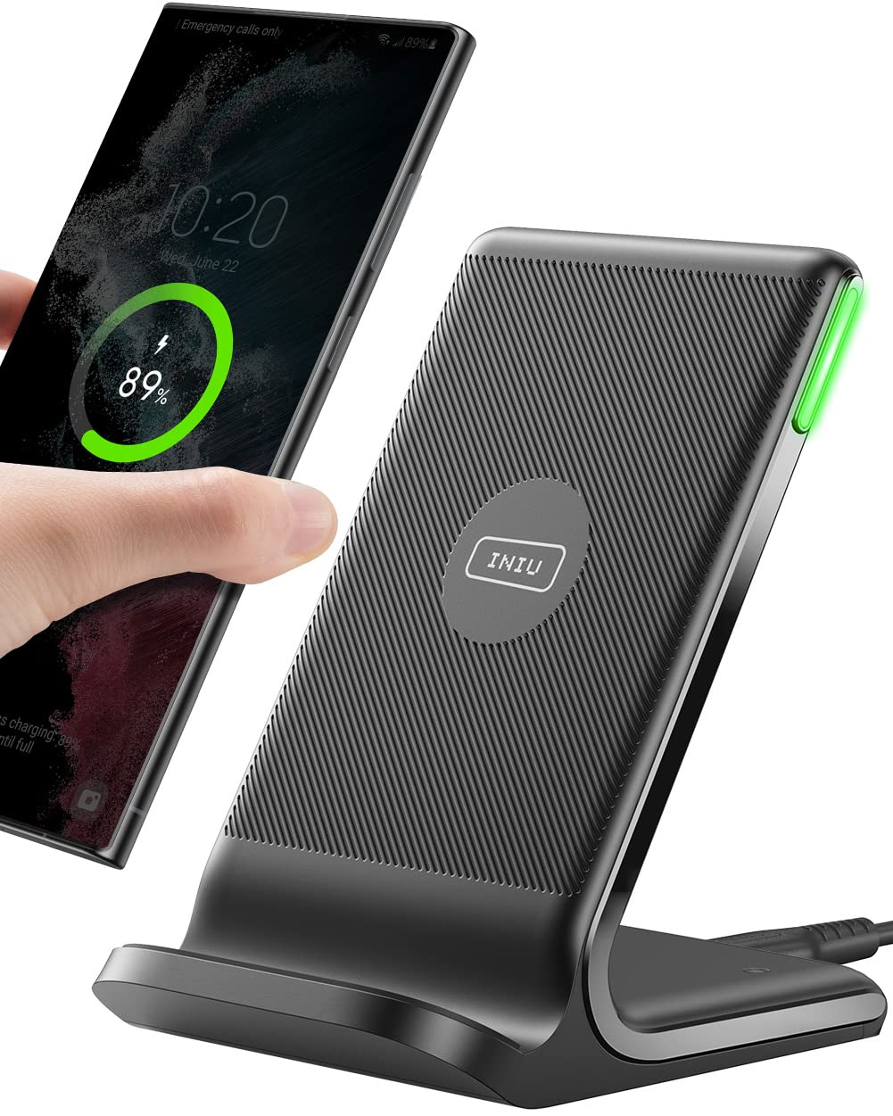 15W Wireless Charging Pad with Adaptive Night Light, Black