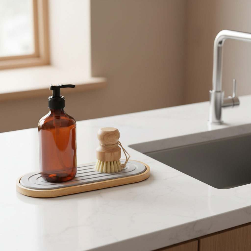 Fast-Drying Diatomaceous Earth & Bamboo Sink Organizer