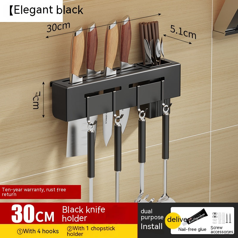 No-Drill Kitchen Wall Rack with Hooks, 30 to 60 cm
