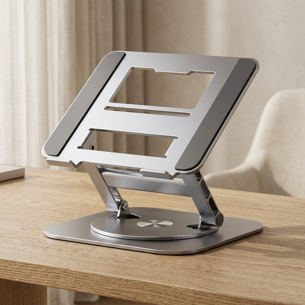 Foldable Adjustable Laptop Riser for Laptops up to 17.3 in, Silver