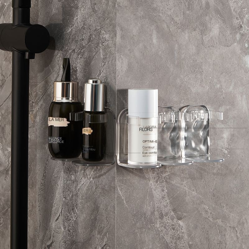 Clear Glacier-Pattern Bathroom Organizer for Toothbrushes and Skincare