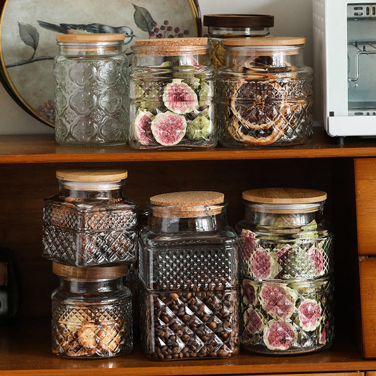 Glass Storage Jar with Acacia Wood Lid, Round or Square