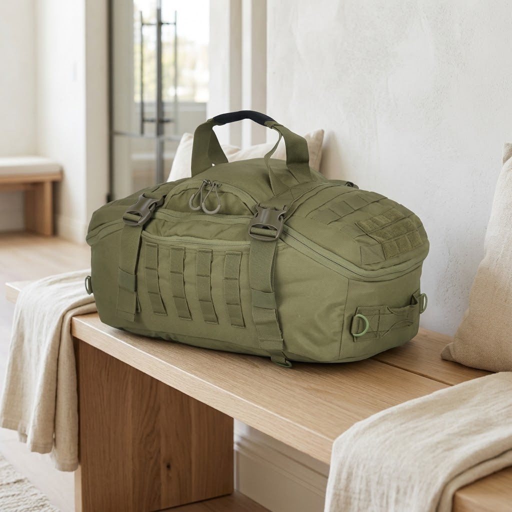 60L Gym Backpack Duffel with 3 Carry Options, Green