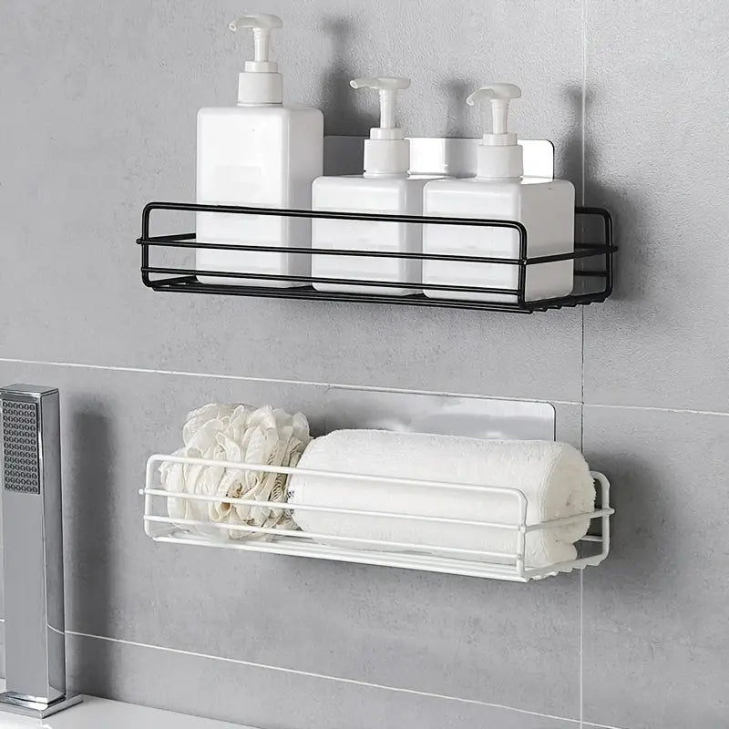 No-Drill Wrought Iron Wall Shelf for Bathroom or Kitchen
