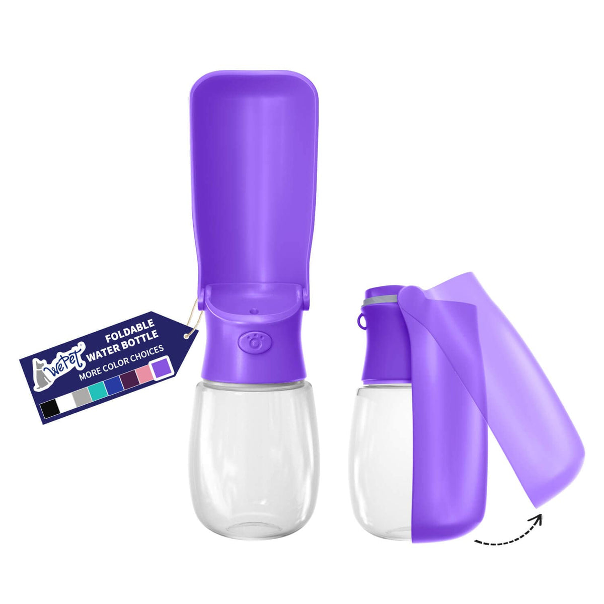 Foldable Dog Water Bottle with Drinking Feeder, 12 oz