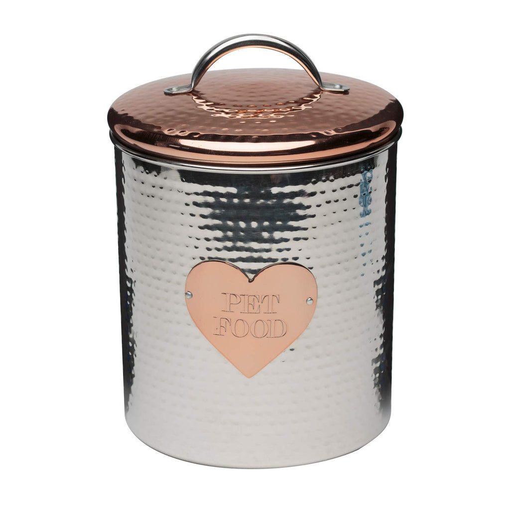 Decorative Hammered Metal Pet Treat Canister, Extra Large, 104 oz