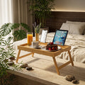 Folding Bamboo Bed Tray Table with Media Slot, Medium