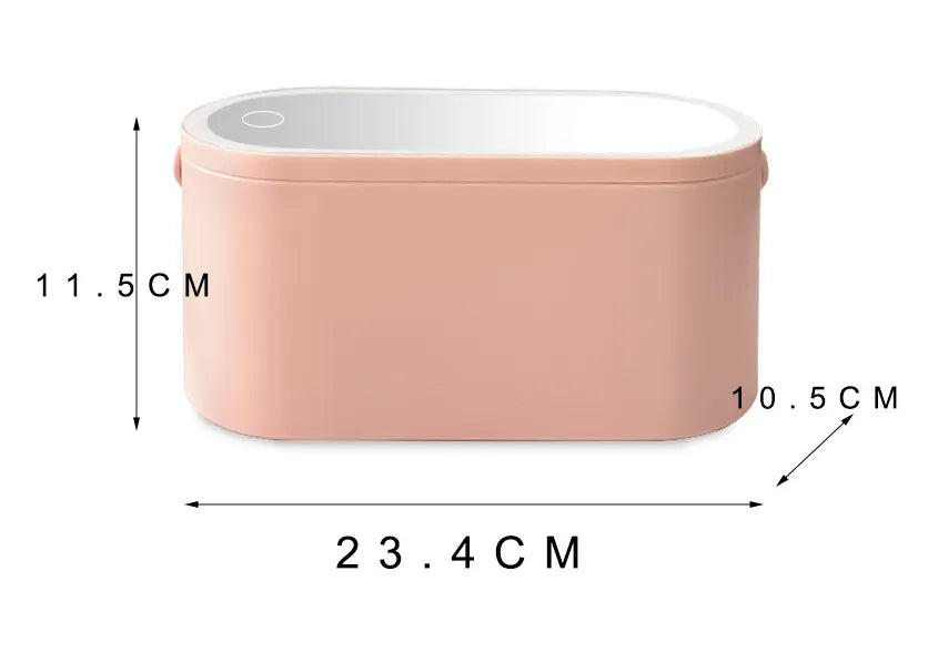 LED Mirror Makeup Travel Case, Rechargeable Cosmetic Storage Box
