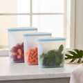 Flat Zipper Silicone Bags Blue