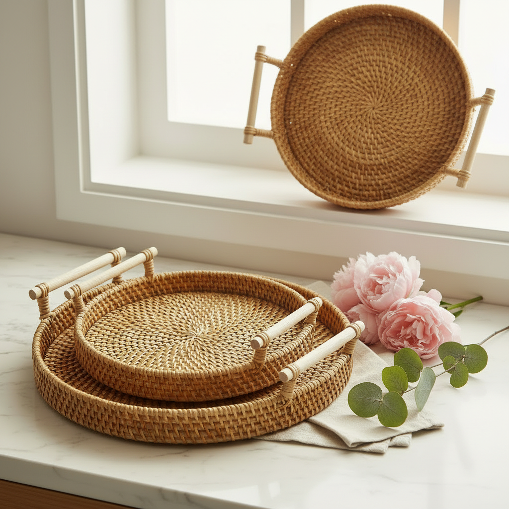 Four Rattan Trays