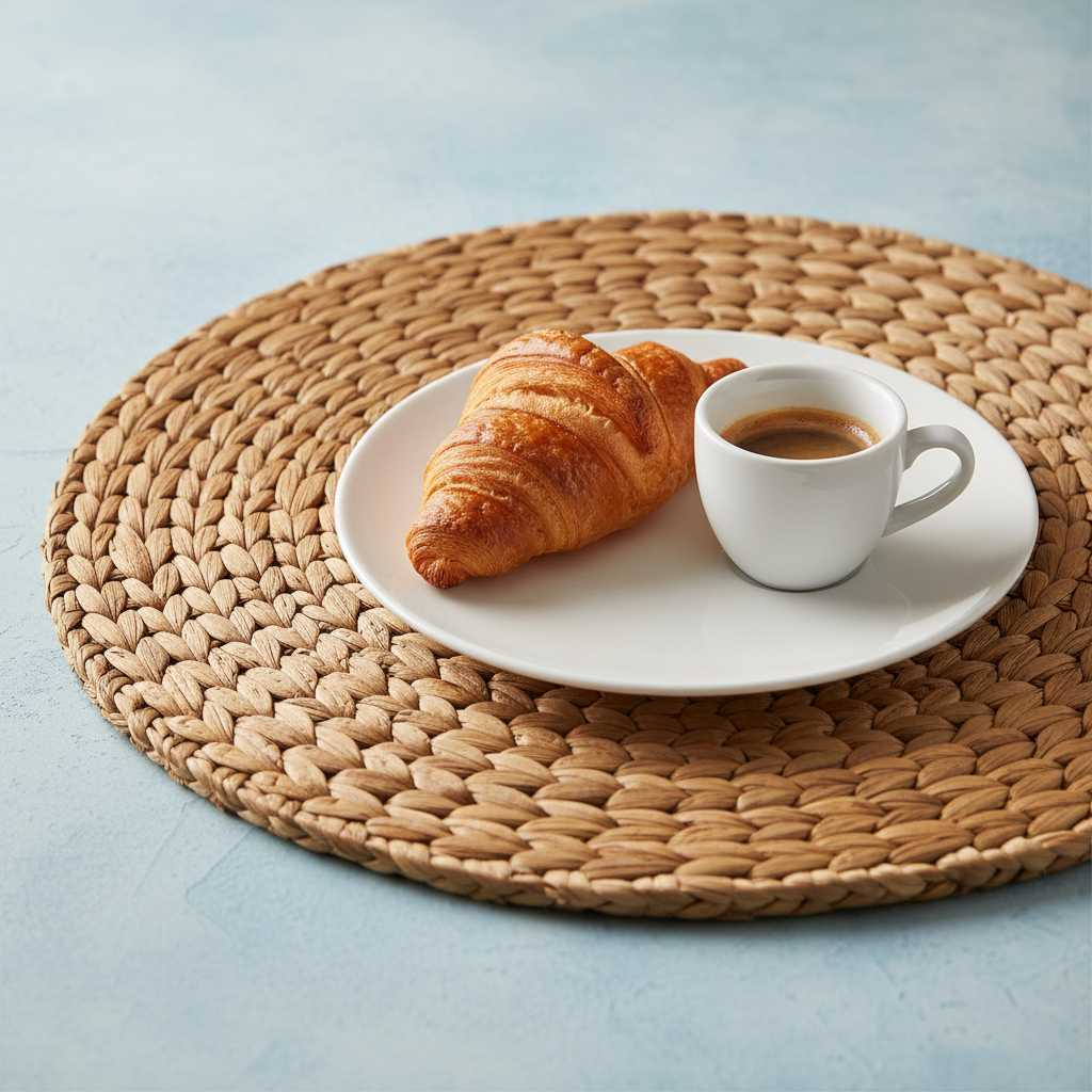 Brown Round Water Hyacinth Placemats, 12 in, Set of 6