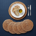 Brown Round Water Hyacinth Placemats, 12 in, Set of 6