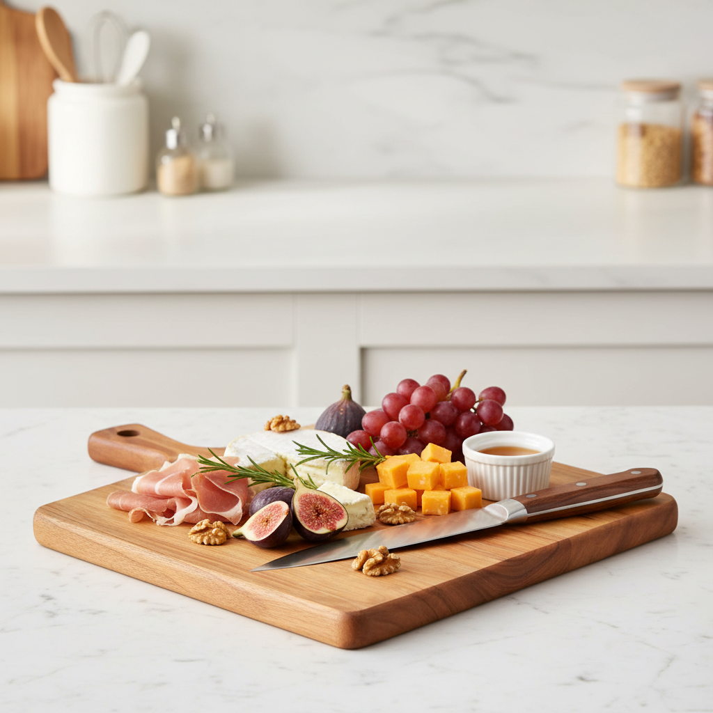 Acacia Wood Cutting Board with Handle, 17 x 13 in