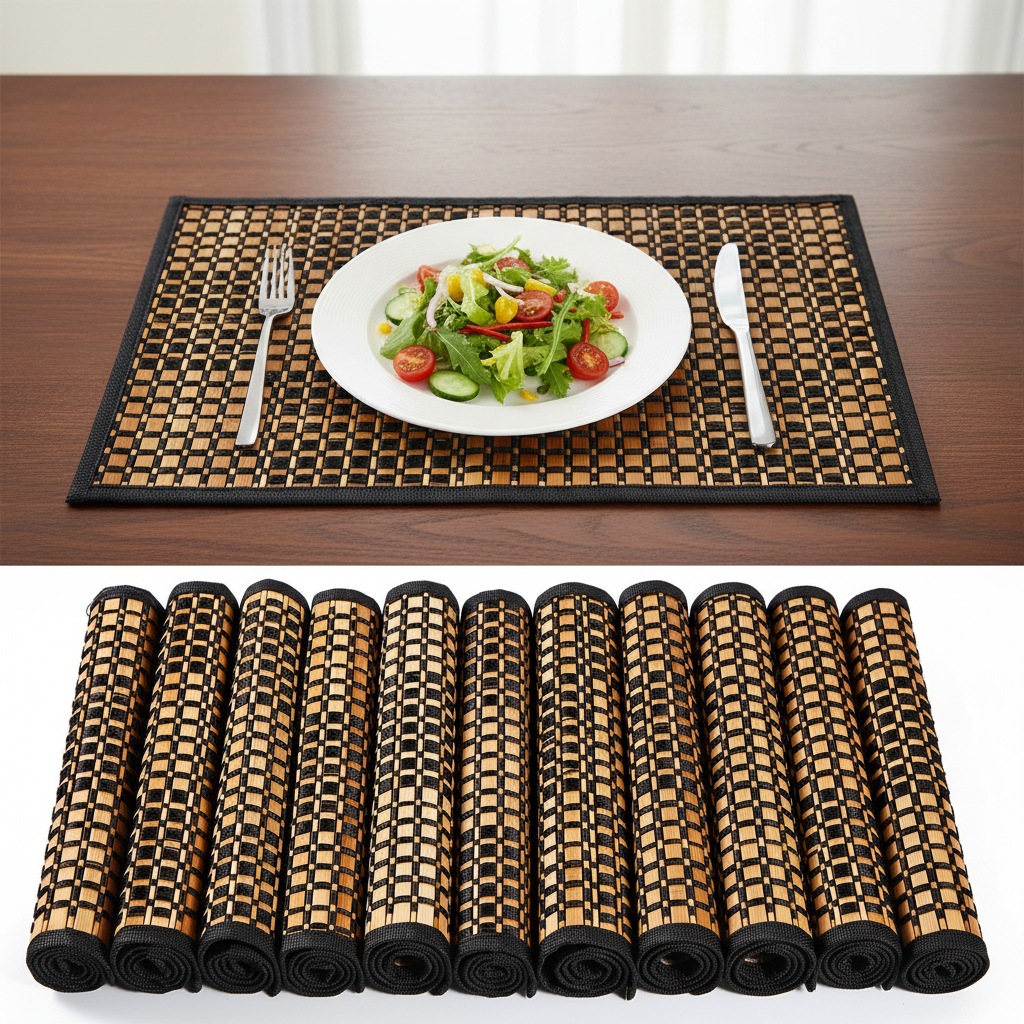 Washable Bamboo Placemats, Heat Resistant, 18 x 12 in, Set of 8
