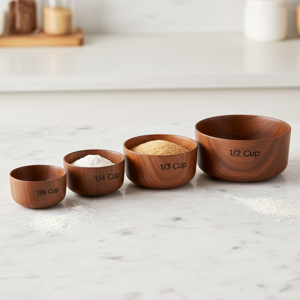 Nesting Acacia Wood Measuring Cups, Set of 4