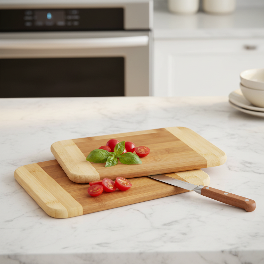 Two-Tone Bamboo Cutting and Serving Boards, 8 x 6 in, Set of 2