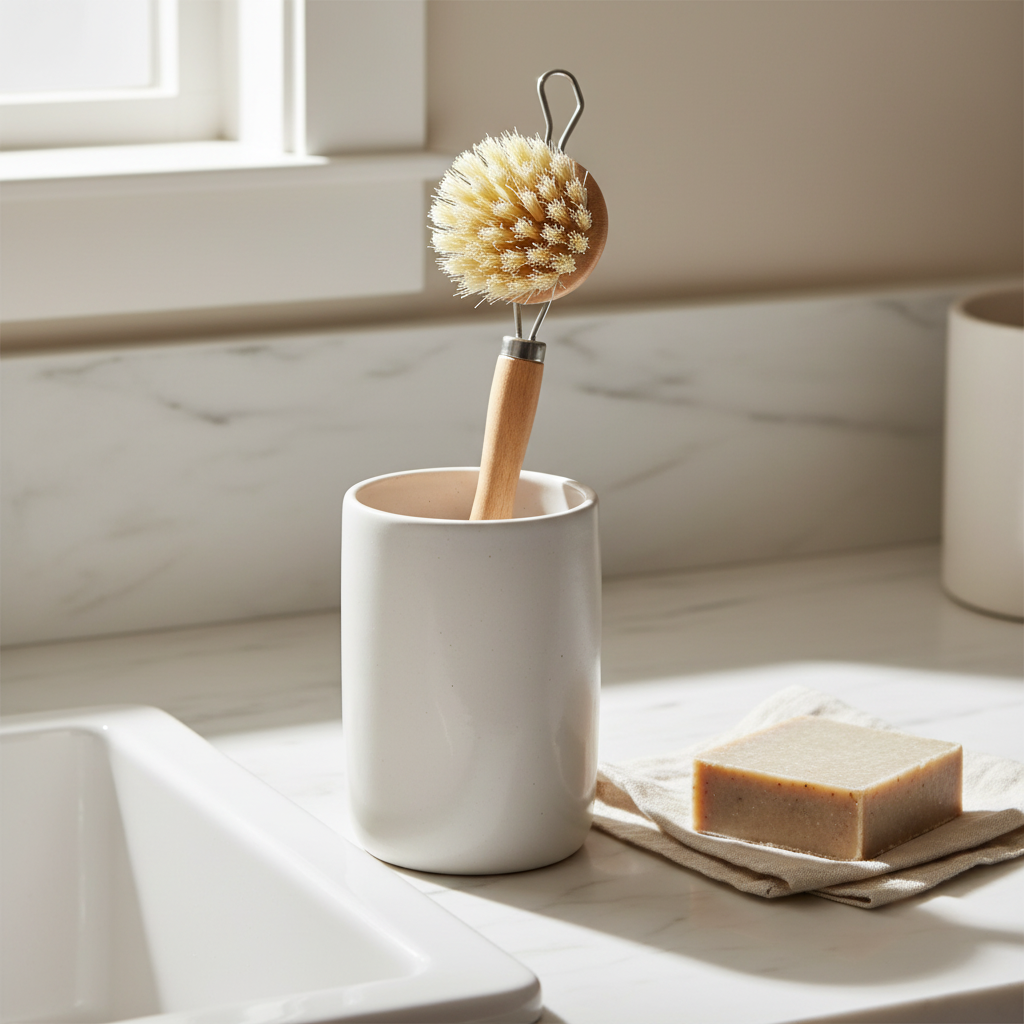 Long Sisal Brush in Ceramic Crock