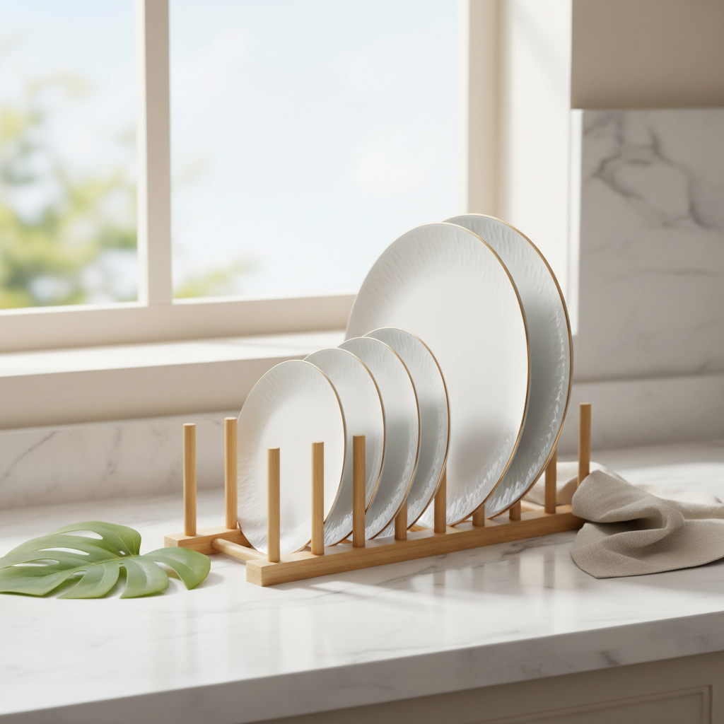 Luxury Bamboo Plate Rack