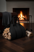Matte Black Canvas Firewood Log Carrier – EVERVESTA Luxury
