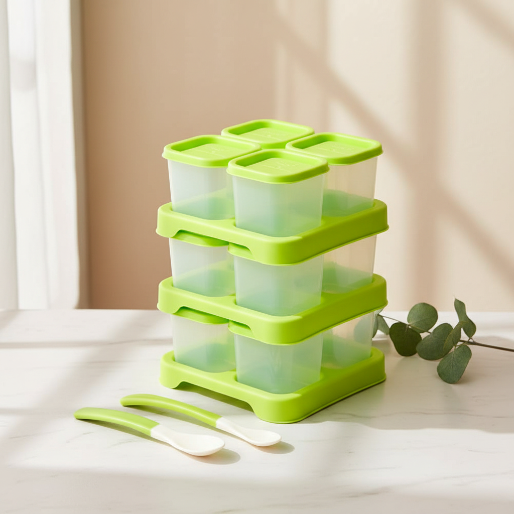 Stackable Baby Food Storage Containers with Freezer Tray, 4 oz, 12 Pack