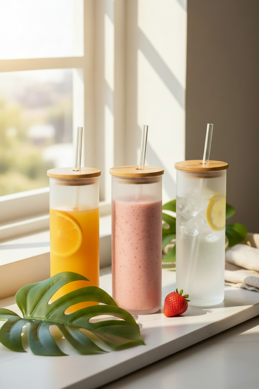 MHM Frosted Glass Tumbler - Orange Slice Inside