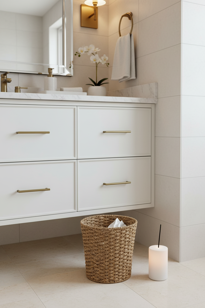 Natural Seagrass Lattice Waste Basket – EVERVESTA Luxury Bathroom