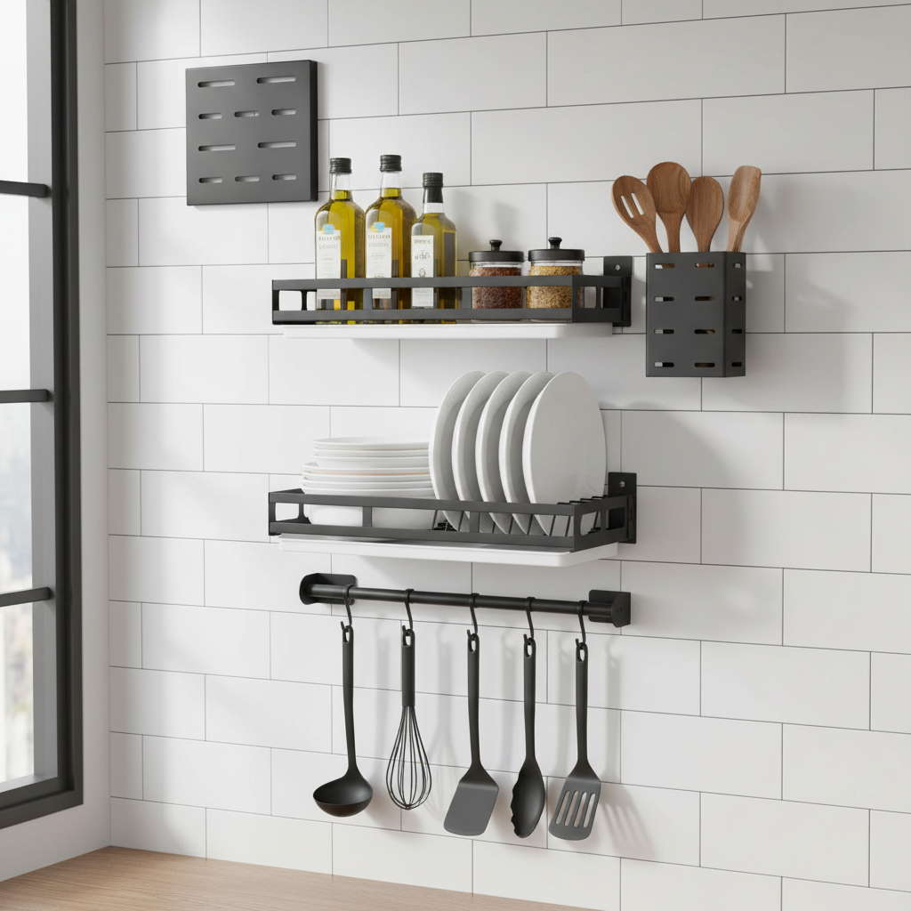 No-Drill Stainless Steel Kitchen Storage Rack